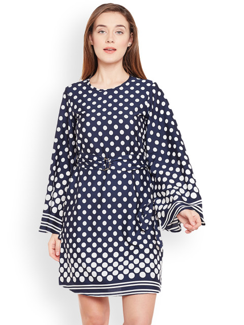 

Oxolloxo Women Navy Blue Printed A-Line Dress