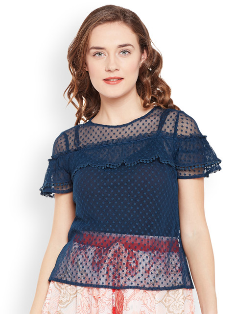 

Oxolloxo Women Blue Self Design Top
