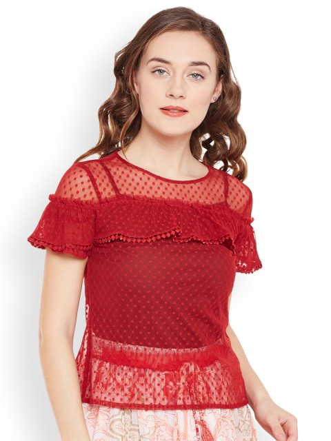 

Oxolloxo Women Red Self Design Top