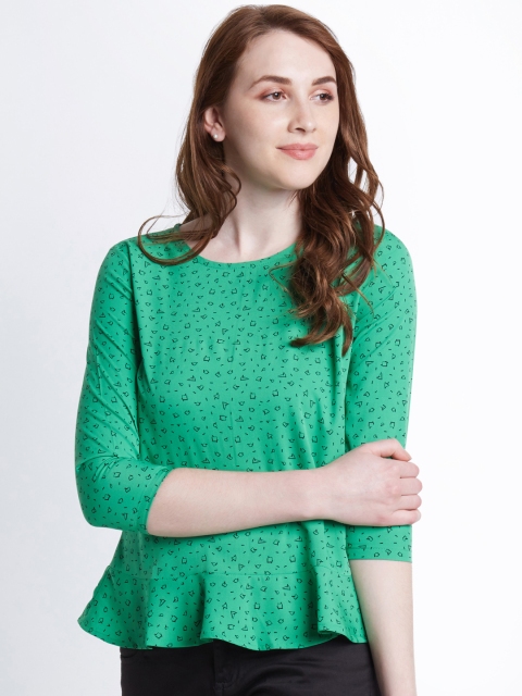 

Annabelle by Pantaloons Women Green Printed Peplum Top