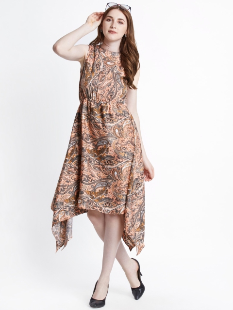 

Annabelle by Pantaloons Women Peach-Coloured Printed Fit and Flare Dress