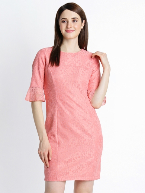 

Annabelle by Pantaloons Women Peach-Coloured Solid Bodycon Dress