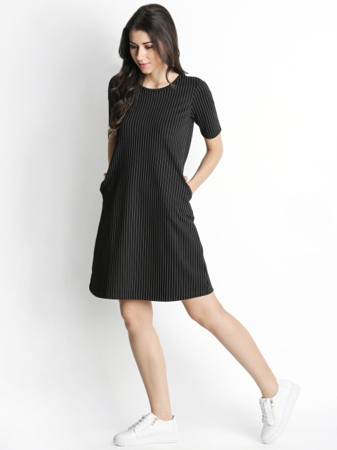 

Annabelle by Pantaloons Women Black Striped A-Line Dress