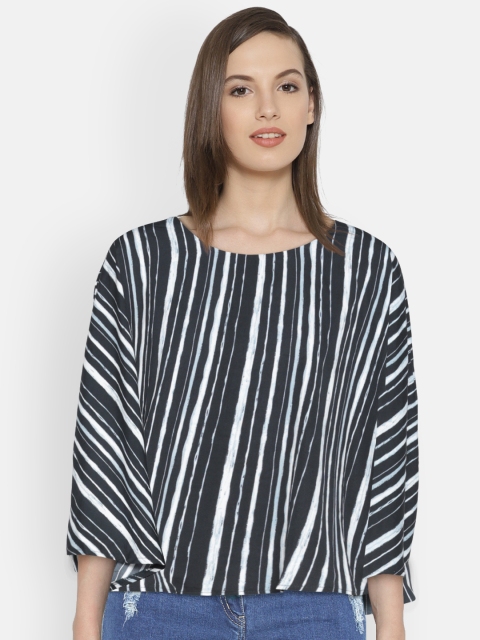 

Annabelle by Pantaloons Women Navy Blue Striped Kaftan Top