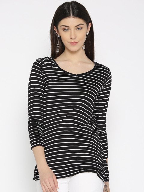 

Annabelle by Pantaloons Women Black & White Striped Top