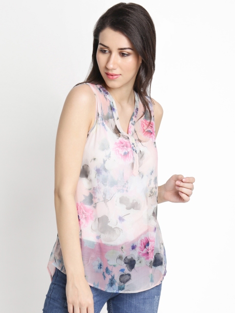 

Annabelle by Pantaloons Women Pink Printed Sheer Top