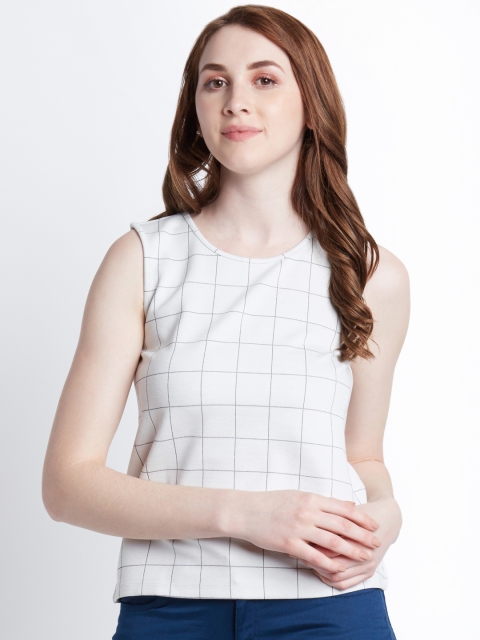 

Annabelle by Pantaloons Women Off-White Checked A-Line Top