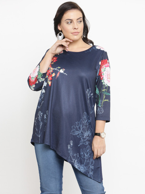 

ALTOMODA by Pantaloons Plus Size Women Navy Blue Printed Top