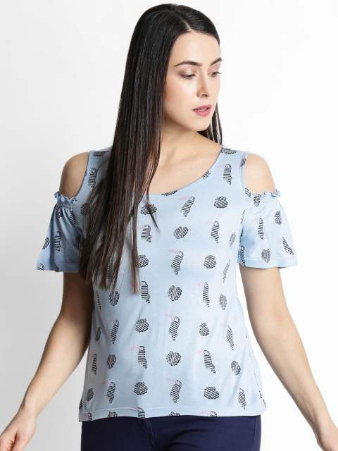 

Honey by Pantaloons Women Blue Printed Top