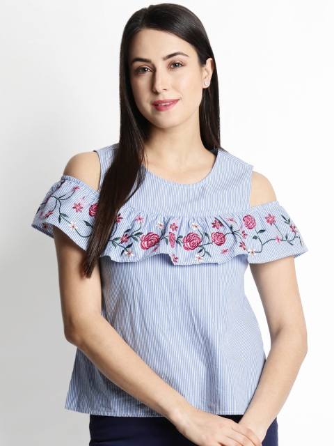 

Honey by Pantaloons Women Blue Striped Top