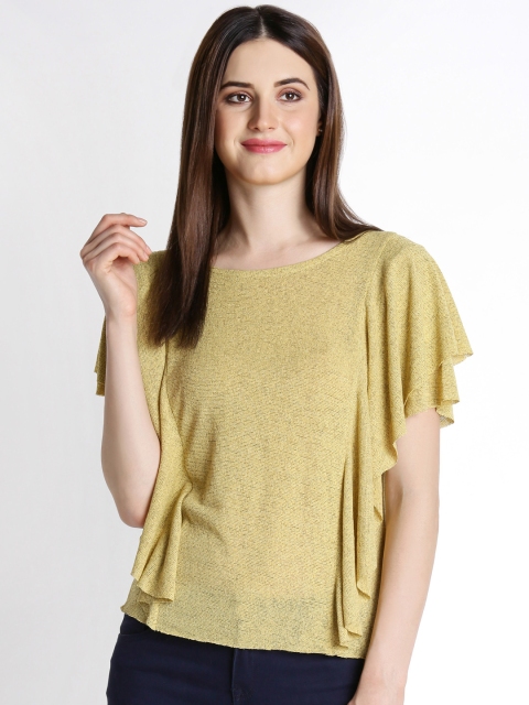 

Annabelle by Pantaloons Women Lime Green Self Design Top