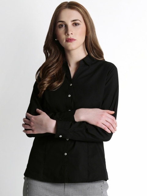 

Annabelle by Pantaloons Women Black Regular Fit Solid Formal Shirt