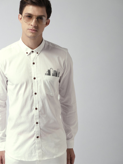 

Mast & Harbour Men White Slim Fit Solid Casual Shirt
