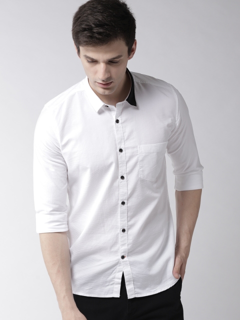 

Mast & Harbour Men White Slim Fit Self-Striped Casual Shirt