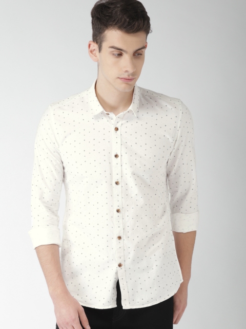 

Mast & Harbour Men White Slim Fit Printed Casual Shirt