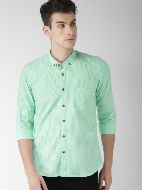 

Mast & Harbour Men Sea Green Slim Fit Printed Casual Shirt