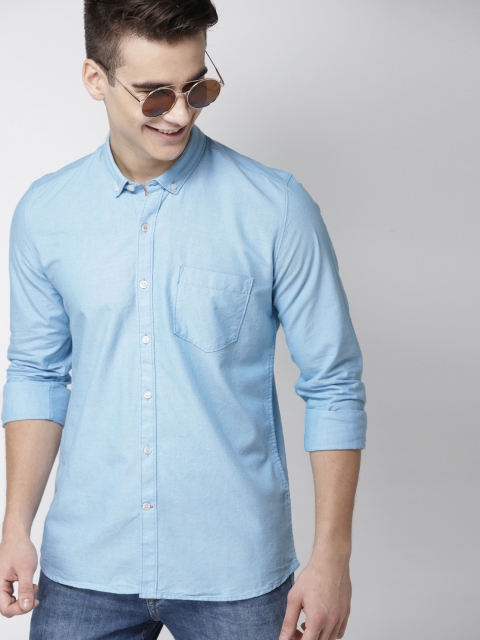 

Mast & Harbour Men Blue Slim Fit Solid Semiformal Shirt