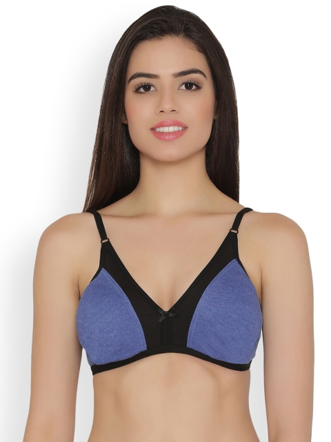 

Clovia Cotton Rich Non-Padded Non-Wired Plunge Bra, Blue