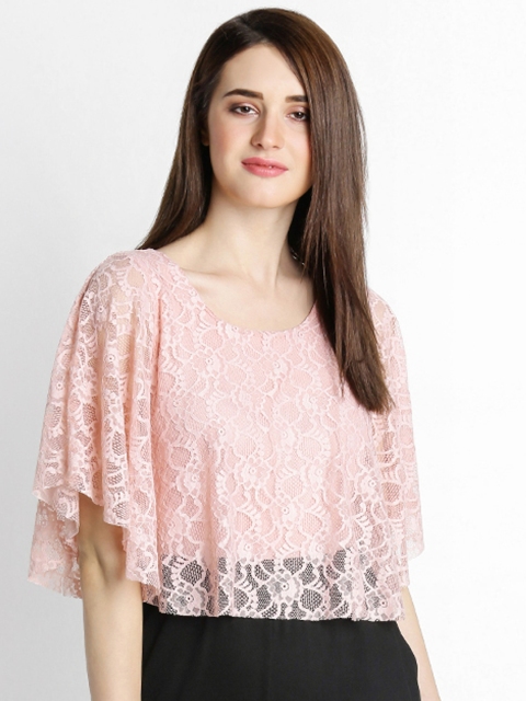 

Annabelle by Pantaloons Peach-Coloured & Black Solid Basic Jumpsuit