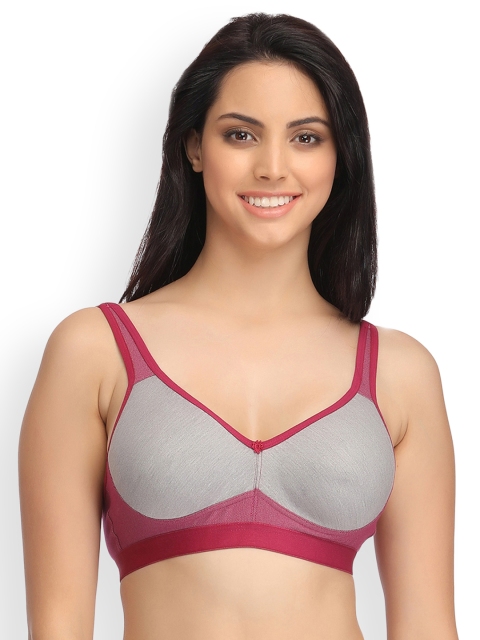 

Clovia Maroon & Grey Solid Non-Wired Non Padded Everyday Bra BR0773P15