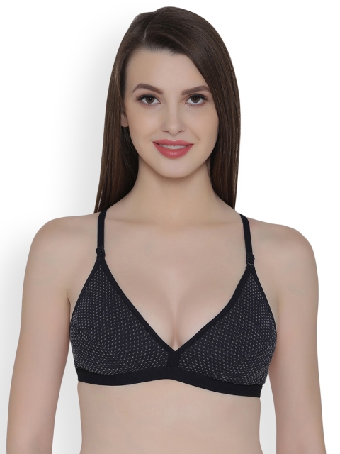 

Clovia Black Printed Non-Wired Non Padded T-shirt Bra BR1108A08