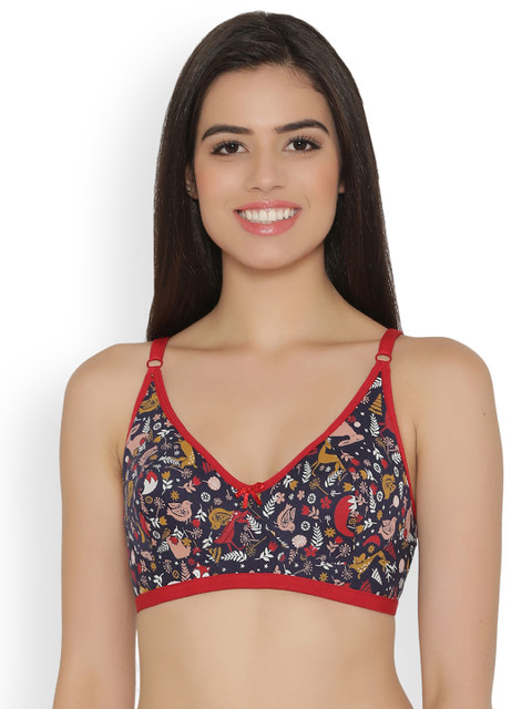 

Clovia Cotton Non-Padded Non-Wired Printed Bra, Blue