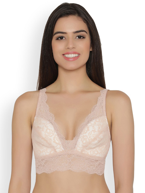 

Clovia Lace Non-Padded Non-Wired Bralette, Beige