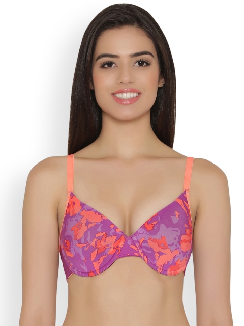 

Clovia Padded Underwired Printed T-Shirt Bra, Purple