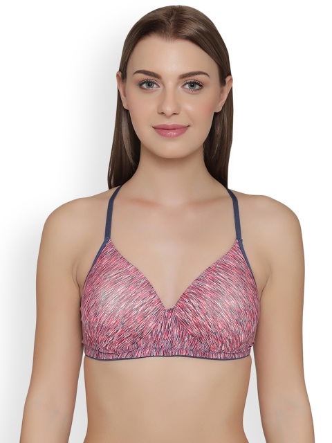 

Clovia Pink Printed Non-Wired Padded T-shirt Bra BR1156P14