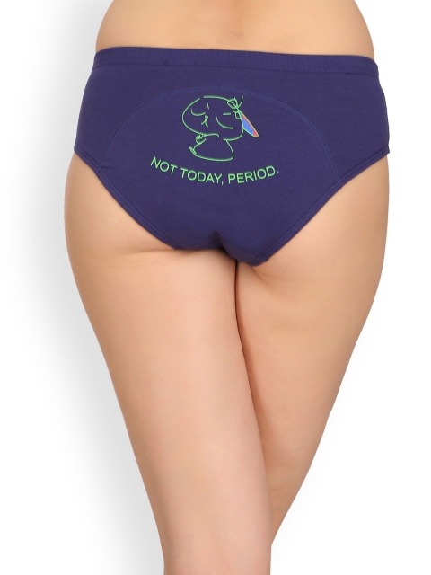 

Clovia Cotton Mid Waist Printed Period Panty PN2300P08, Navy blue