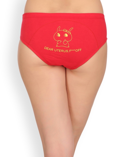 

Clovia Cotton Mid Waist Printed Period Panty PN2300P04, Red