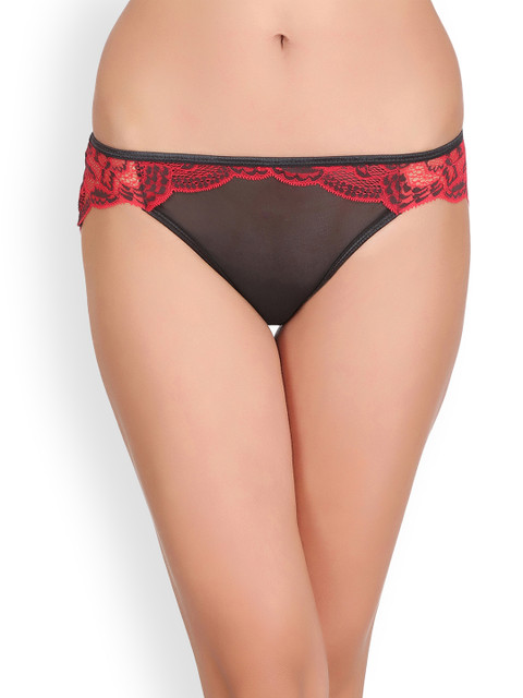 

Clovia Low Waist Bikini With Lace Back PN1947M13, Black