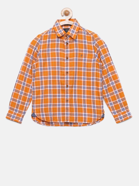 

Indian Terrain Boys Orange & White Regular Fit Checked Casual Shirt