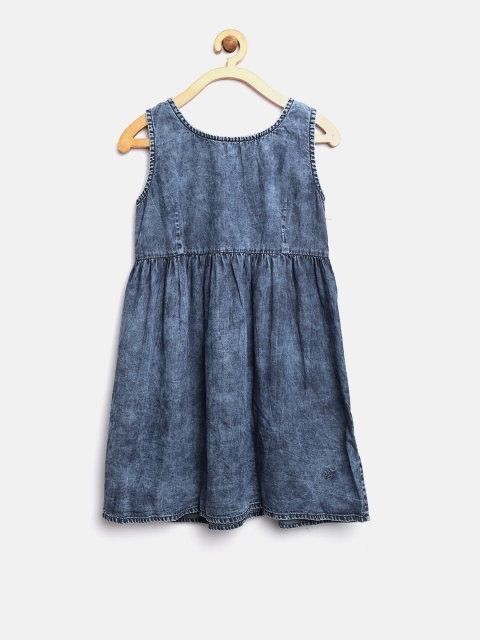

Pepe Jeans Girls Blue Solid Denim A-Line Dress