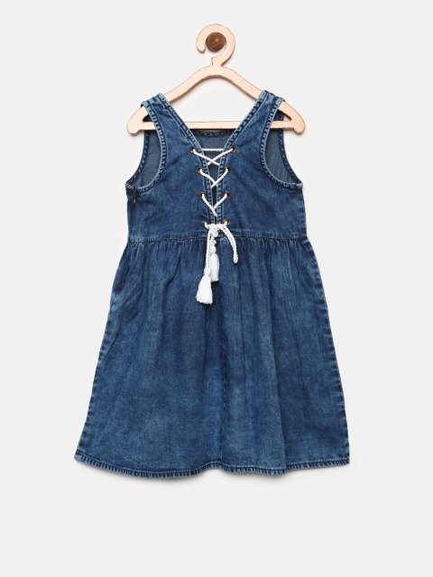 

Pepe Jeans Girls Blue Washed Denim A-Line Dress