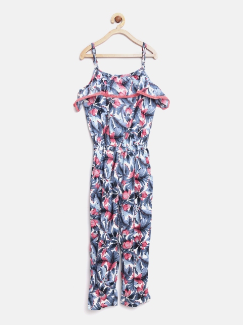 

Pepe Jeans Girls Blue & Pink Floral Print Jumpsuit