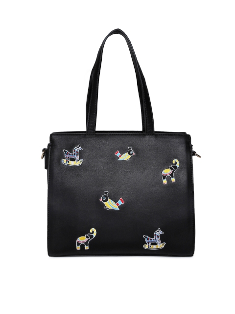 

Global Desi Black Self Design Shoulder Bag
