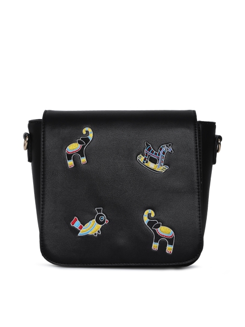 

Global Desi Black Self Design Sling Bag