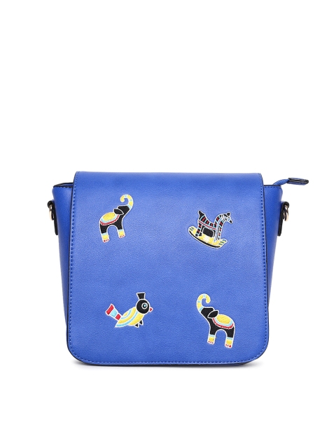 

Global Desi Blue Printed Sling Bag