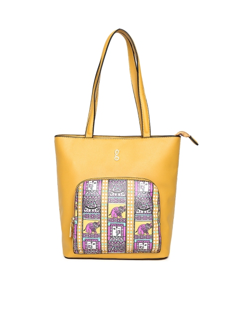 

Global Desi Yellow Printed Shoulder Bag