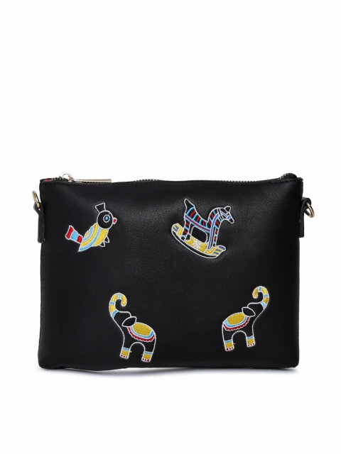 

Global Desi Black Self Design Sling Bag