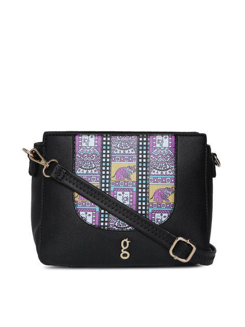 

Global Desi Black Printed Sling Bag