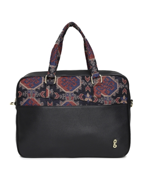 

Global Desi Navy Blue Printed Handheld Bag