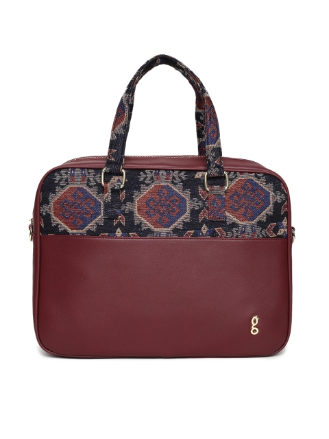 

Global Desi Maroon Printed Handheld Bag