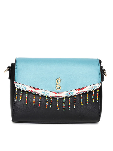 

Global Desi Blue & Black Colourblocked Sling Bag
