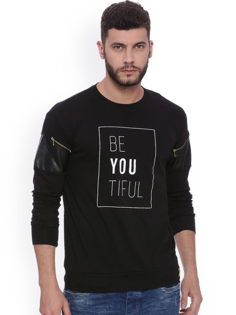 

Campus Sutra Men Black Printed Round Neck T-shirt