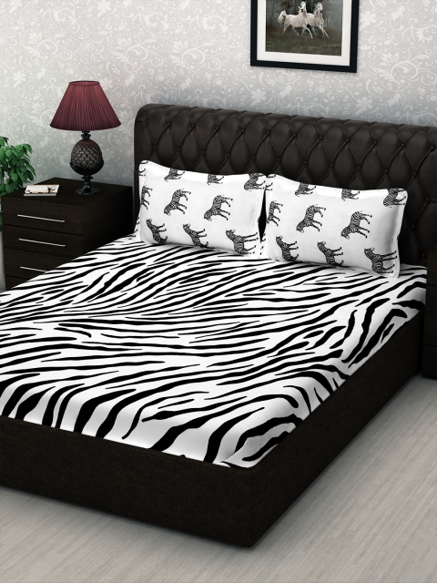 

Story@home Black White Printed 186TC Cotton 1 Double Bedsheet with 2 Pillow Covers