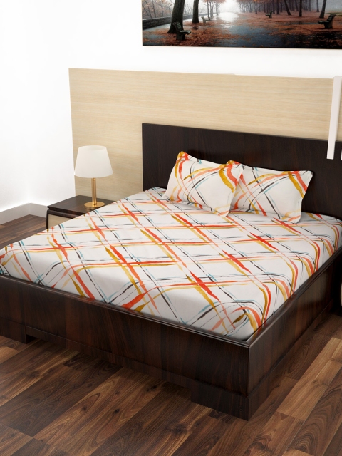 

Story@home White Mustard Printed 186TC Double Bedsheet with 2 Pillow Covers