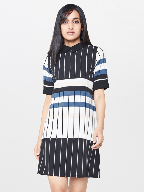 

AND Black & Cream-Coloured Striped Tunic