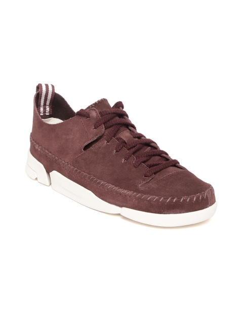 

Clarks Women Burgundy Suede Leather Sneakers